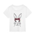thumbnail image 1 of MIASHUI T-Shirt à Manches Courtes pour Tout-Petits, Imprimé Lapin de Pâques, Blanc, 1-2 Ans, 1 of 3