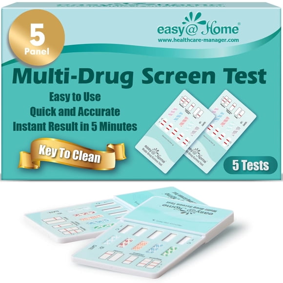Easy@Home Trousse de Test de Drogues Urinaires à 5 Panneaux, Résultats Instantanés, 5 Unités