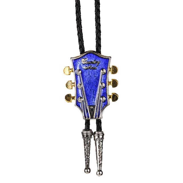Langgg Guitare de Musique Country Mode Western Cowboy Rodeo Bolo Tie bola Bleu