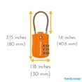 thumbnail image 4 of 6 Pack TSA Approved Travel combination cable Luggage Locks for Suitcases & Backpacks - Orange, 4 of 4