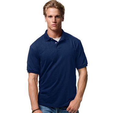 Hanes Cotton-Blend Men`s Jersey Polo, 3XL, Navy