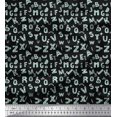 thumbnail image 1 of Soimoi Green Rayon Fabric Alphabet Text Printed Craft Fabric by the Yard 58 Inch Wide, 1 of 3