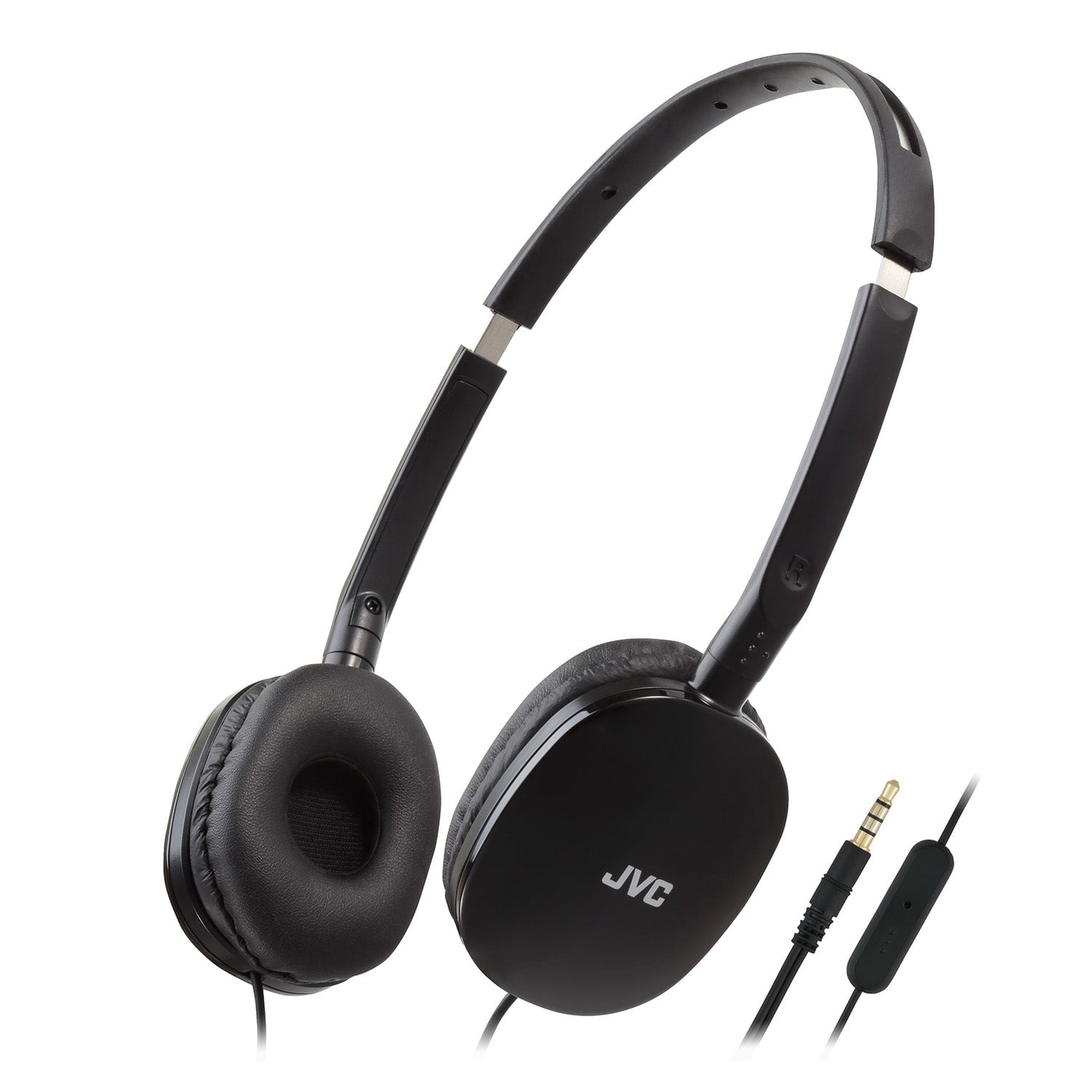 JVC - FLATS Wired Headphones, Lightweight and Foldable with Integrated Microphone and Remote Control, Black