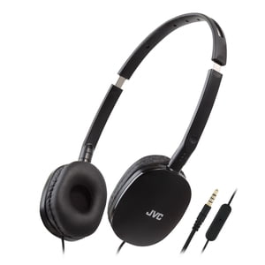 JVC - FLATS Casques filaires, léger et pliable avec microphone intégré et télécommande, noir