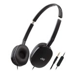JVC - FLATS Wired Headphones, Lightweight and Foldable with Integrated Microphone and Remote Control, Black