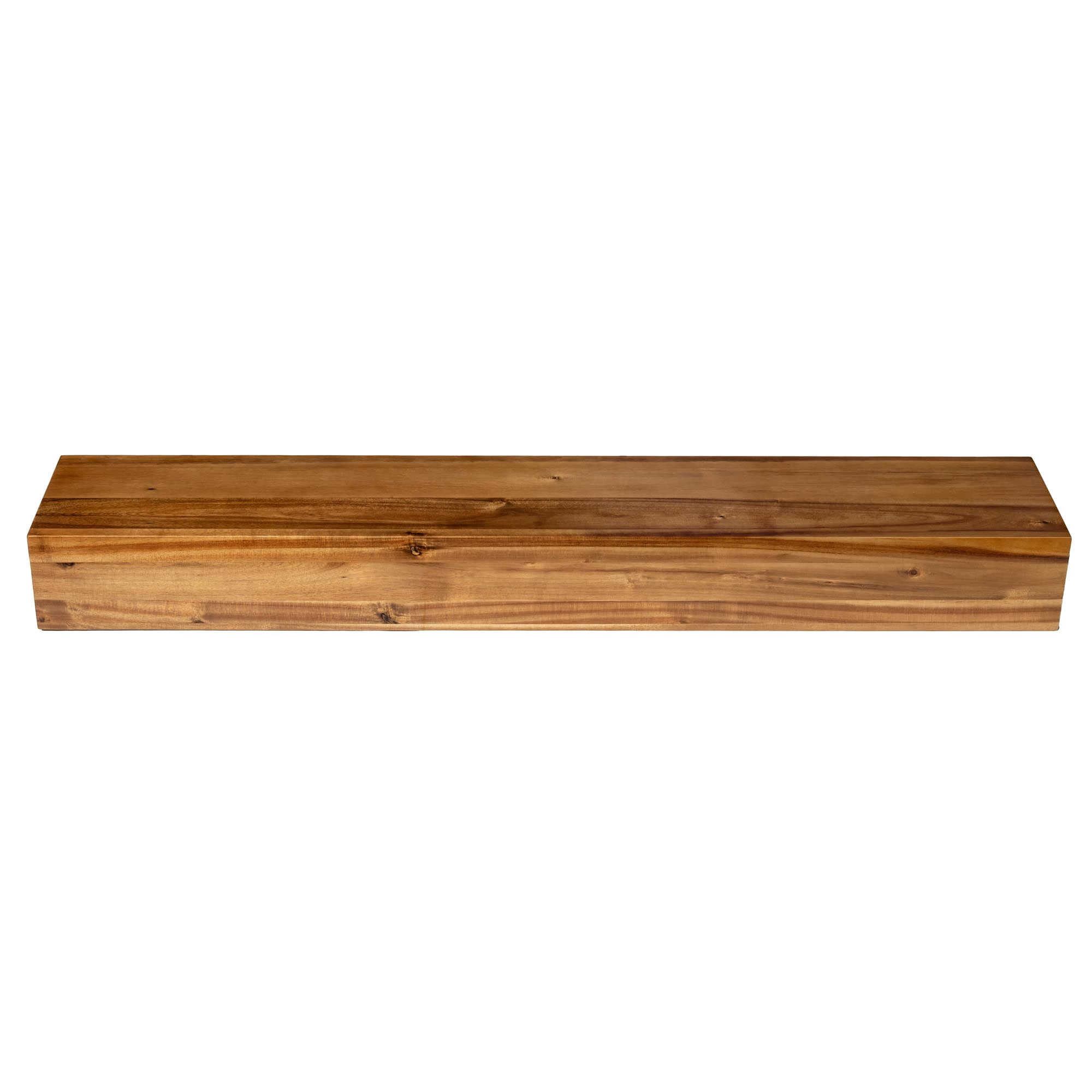 Tablette de foyer de 45 po en bois d'acacia fini lustré