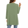thumbnail image 3 of Mrat Sheer Cardigan for Womens 3/4 Sleeve Tops with Pocket Solid Irregular Flowy Jacket S-86 Green XL, 3 of 5