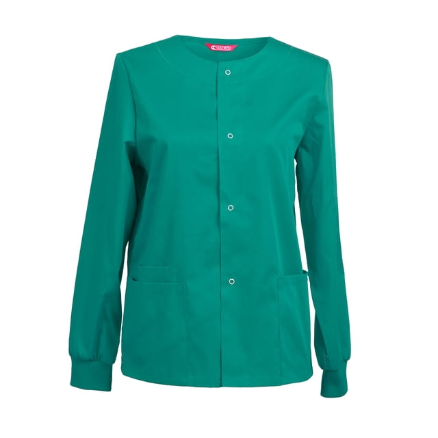 Womens Scrub Jacket Workwear Snap Front Warm-up Scrubs Jacket