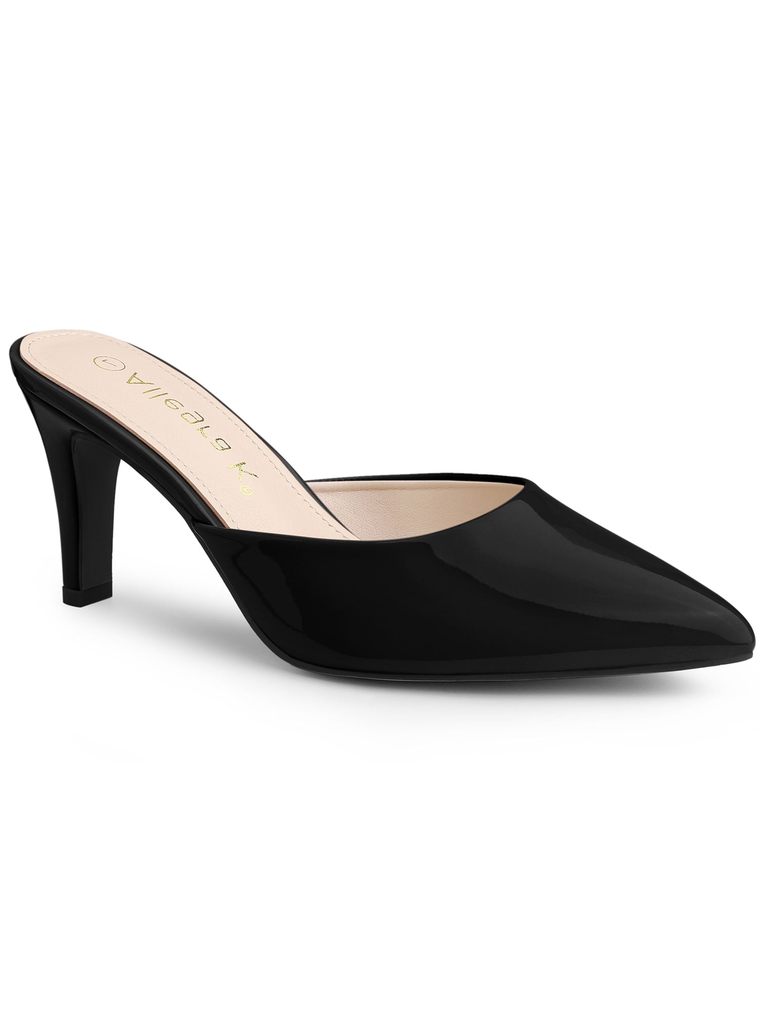 BLISSFUL STEP Mules à Talons Aiguilles à Bout Pointu pour Femmes Noires 9