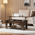 thumbnail image 2 of Fullfurnique Lift Top Coffee Table with Hidden Compartment & Open Shelf, Espresso, 2 of 7