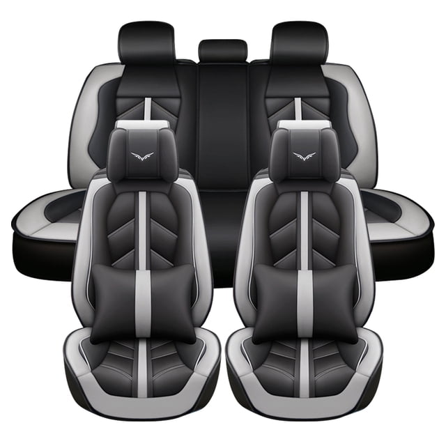 Maidao Car Seat Covers Leather Full Set for Isuzu for Rodeo 1988-2004 5 Seats with Pillows Gray