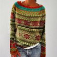 thumbnail image 2 of Yuyuzo Winter Sweater for Women Crewneck Long Sleeve Color-Block Prints Ribbed Knit Pullover Fashion Tops, 2 of 6