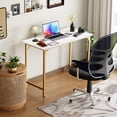 thumbnail image 2 of BestOffice Computer Desk, Home Writing Study Table Modern Simple Style PC, Metal Frame for Home Office, Gold, 2 of 7