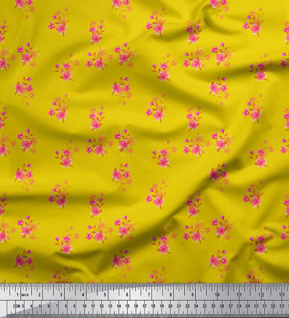 Soimoi Green Cotton Poplin Fabric Diamond Geometric Print Fabric by the Yard 56 Inch Wide