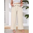 thumbnail image 3 of SHOWMALL Womens Plus Wide Leg Pants High Waisted Palazzo Trousers with Pockets, Ivory, 1, 3 of 9