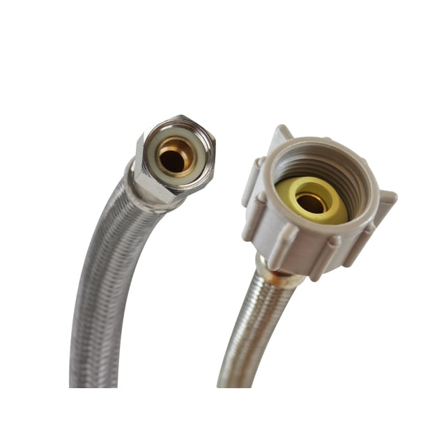 Fluidmaster B1T16 Toilet Connector, Braided Stainless Steel - 3/8 Female Compression Thread x 7/8 Female Ballcock Thread, 16-Inch Length