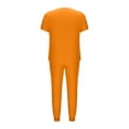 thumbnail image 4 of Yanlir Ensemble Deux Pièces pour Femmes, Blouse à Manches Courtes Boutonnée, Couleur Unie, Col en V et Pantalon à Bas Resserré, Mode (Jaune, P), 4 of 6