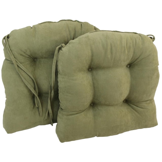 Coussins de Chaise Capitonnés en Microsuède Uni en Forme de U de 16 Po (Ensemble de 2)