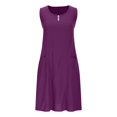 thumbnail image 4 of yoeyez Robes d'Été pour Women 2025 Tendance Coton Lin Grande Taille Robes Maxi Sans Manches Col Rond Robe Unie Violet,TG, 4 of 6