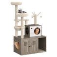 thumbnail image 1 of BeesClover Multi-Level Cat Tree Tower with Cat Scratching Posts,Litter Box Enclosure, Cat Houses & Condos,Hanging Cat Toys,Washable Removable Cushion for Kittens & Adult Cat, Easy to Assemble, 1 of 8