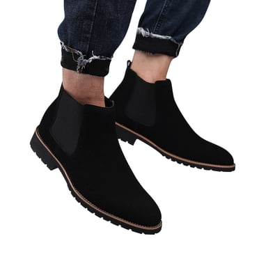 EGNMCR Men's Boots Men's High Top British Style Work Black Versatile Leather Boots Man Shoes