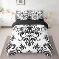thumbnail image 2 of YST Baroque Damask Bed In A Bag 7 Piece Black White Gothic Boho Floral Full Bedding Set With Sheets Abstract Geometric Flowers Comforter Set European Victorian Reversible Bed Set, 2 of 5