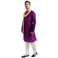 thumbnail image 3 of Vêtements Indiens Kurta Pyjama pour Homme avec Foulard Robe de Fête de Mariage (Violet, m), 3 of 6