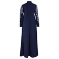 thumbnail image 5 of LOVZFMLL Robe Mode Femme Musulmane Robe Islamique en Dentelle à Coutures à Manches Longues Robe Maxi Bleu 3TG, 5 of 5