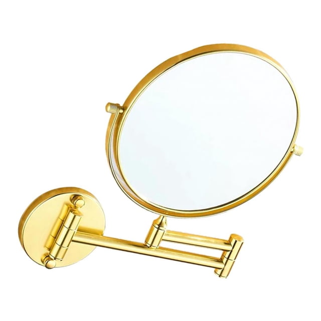 Cosmetic Mirror with 360 degree Rotatable Joint, Wall Mirror with 3 And 7 Positions Golden