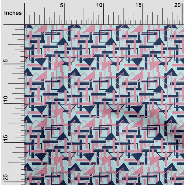 oneOone Cotton Silk Fabric Square & Triangle Geometric Print Fabric By Yard 42 Inch Wide