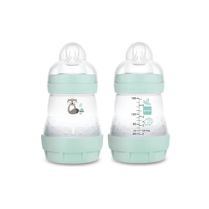 MAM Bouteilles de bébé anti-colique Matte, 2x5oz Bouteilles, Boutilles à flux lent avec Nipple Silicone, Biberons pour bébé garçon