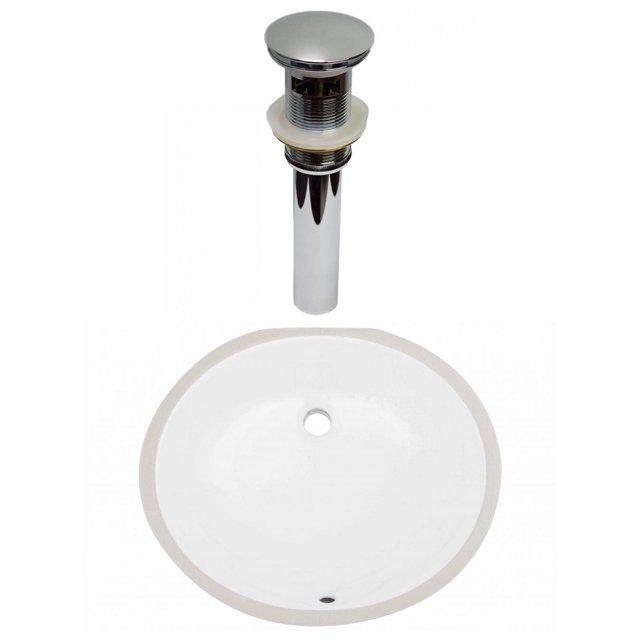 American Imaginations 19.25-in. W CUPC Oval Bathroom Undermount Sink Set In White - Chrome Hardware - Overflow Drain Incl. AI-31770