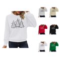 thumbnail image 1 of Chandails à Motif d'Arbre de Noël pour Femmes 2025, Manches Longues, Col Rond, Chandail Graphique avec Pin, Chandail à Enfiler de Noël, Hauts, 1 of 7