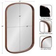 thumbnail image 2 of Kate and Laurel Talma Arched Oval Wall Mirror, 24 x 36, Dark Walnut, Transitional Capsule Mirror with Solid Poplar Wood Frame and Rounded Frame Profile, 2 of 8