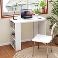thumbnail image 2 of Costway 35.5" Compact PC Laptop Desk Modern Style Office Study Desk with Side Storage Shelf White, 2 of 10