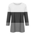 thumbnail image 4 of Timegard Womens Tops Crewneck 3/4 Sleeve Color Block Comfy Tee Shirts Fall Casual Loose Tops Blouse, 4 of 5