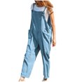 thumbnail image 1 of Penkiiy Combinaisons pour Femmes Mode pour Femmes Été Uni Décontracté Camisole Sans Manches Combinaison à Bretelles Bleu TP Combinaisons, 1 of 7