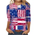 thumbnail image 1 of EQWLJWE Hauts d'Été pour Femmes Hauts pour Femmes Liquidation Mode Féminine Manches Courtes Col Rond Rétro Imprimé Blouse Ample Manches Trois-Quarts, 1 of 4