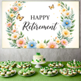 thumbnail image 3 of Floral Design Retirement Celebration Banner Decorative Flower Pattern Happy Retirement for Retirement Party Office Celebration Indoor Decoration, 3 of 5