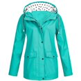 thumbnail image 1 of HTNBO Hooded Solid Color Rain Coats for Women Outdoor Windproof Plus Size Rain Jackets, 1 of 3