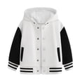 thumbnail image 1 of WEIYLL Boy's Tops Child Autumn Spring Long Sleeved Color Block Baseball Hooded White Coats for 5-6 Years, 1 of 6