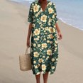 thumbnail image 1 of Ovzne Robes Grande Taille pour Femmes aux Formes Robe d'Été Femmes Été Poches Robes Imprimées Ample Col en V Manches Courtes Robes Robe de Vacances Manches Courtes Imprimée Liquidation, 1 of 5