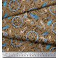 thumbnail image 3 of Soimoi Modal Satin Fabric Feather & Dream Catcher Home Decor Decor Fabric Printed Yard 42 Inch Wide, 3 of 3