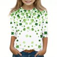 thumbnail image 2 of Posijego T-Shirt de la Saint-Patrick pour Filles et Garçons, Manches 3/4, Col Rond, Graphique, Ample, Décontracté, 2 of 5