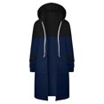 thumbnail image 1 of Timegard Womens Sweatshirts Drawstring Zip up Hoodies Color Block Fall Winter Long Jackets with Pockets, 1 of 3