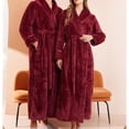 thumbnail image 4 of FAIWAD Women's Flannel Thickened Nightgown Soft Warm Fuzzy Fleece Robe Solid Color Bathrobe Loungewear with Pockets, 4 of 7