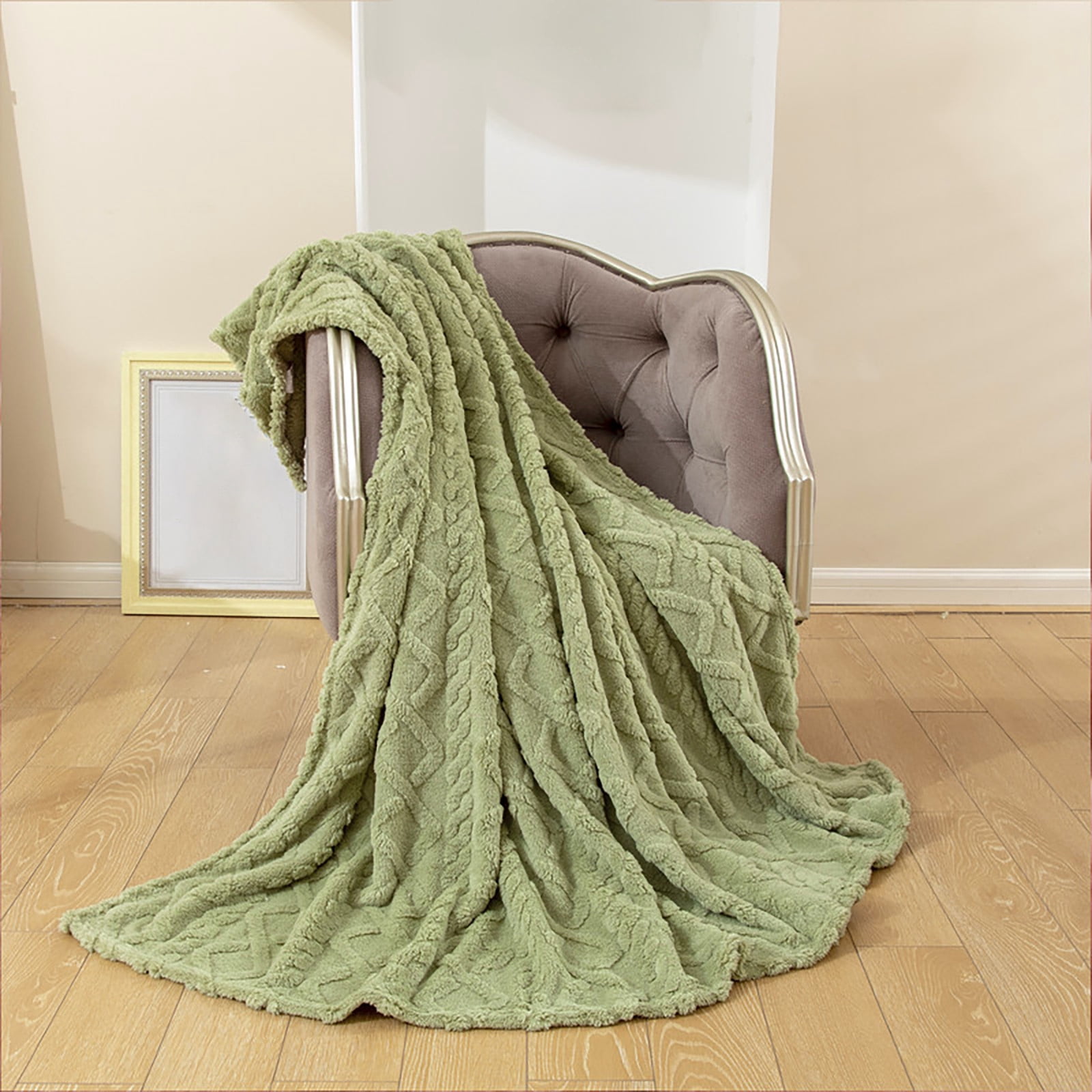 Savings! Gspmoly 100X120Cm Super Soft Warm Solid Warm Fleece Blanket Throw Rug Sofa Bedding Savings