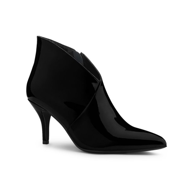 Unique Bargains Women's Point Toe Patent Leather Stiletto Heel Ankle Boot