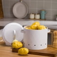 thumbnail image 4 of Tumotour Mesh Fruit Vegetable Bucket Kitchen Potato Onions Garlic Storage Bucket Potato Storage Jar Metal Bucket With Lid, 4 of 6