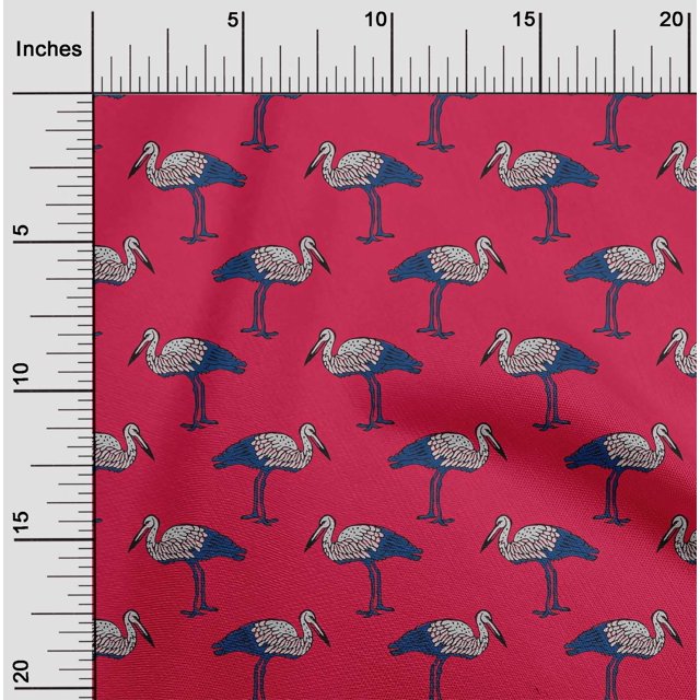 oneOone Polyester Lycra Fabric Heron Block Printed Craft Fabric BTY 56 Inch Wide